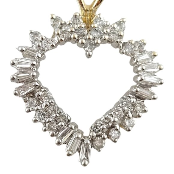 14K Yellow and White Gold Open Diamond Heart Pendant #18164 - Picture 1 of 7
